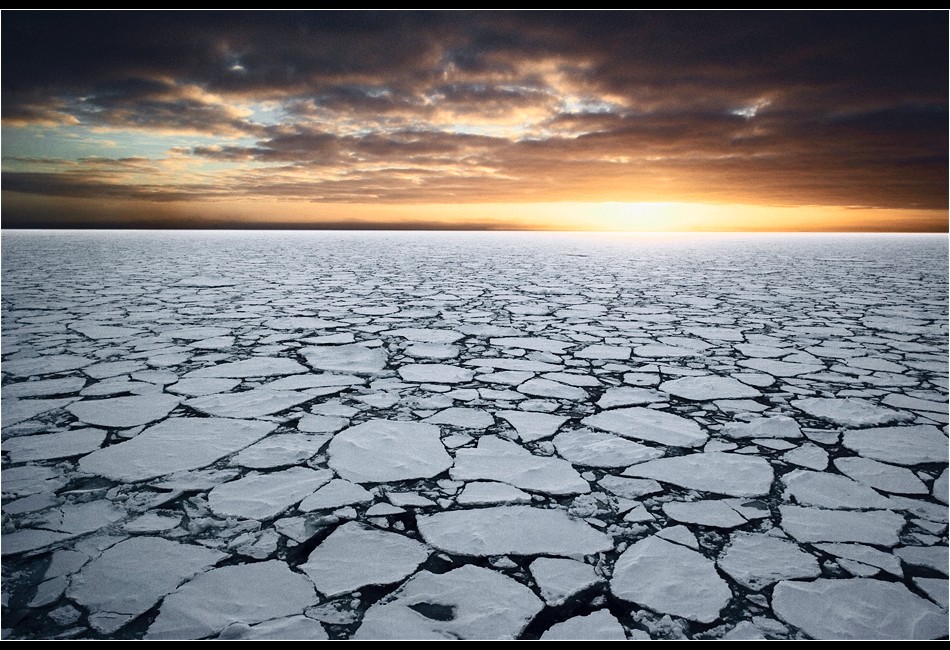 Midnight Sun Over Pack Ice